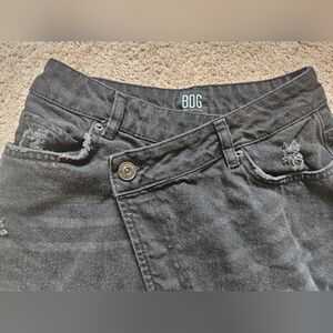 BDG Urban Outfitters Essential Black Asymmetrical Raw Hem Wrap Denim Skirt XS